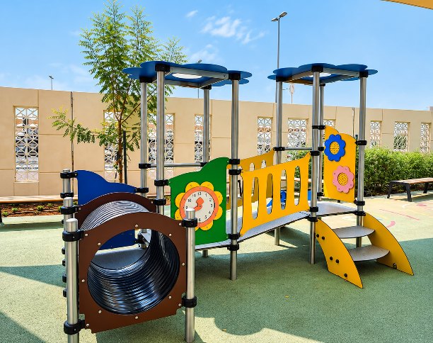 Play equipment at Al Bahya Educational Complex, Abu Dhabi