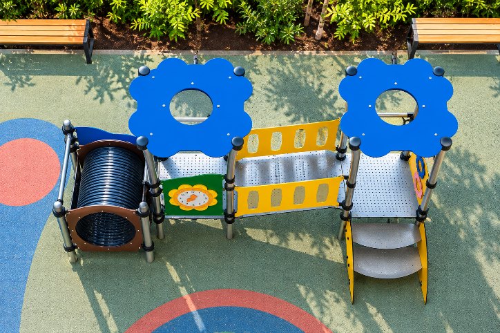 Play equipment at Al Bahya Educational Complex, Abu Dhabi