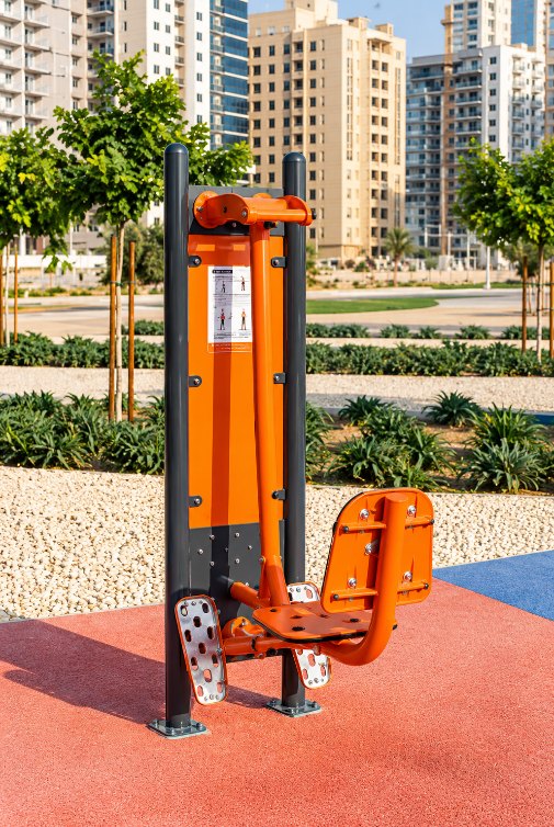 Outdoor fitness equipment at Dubai Land Residence Complex, Dubai
