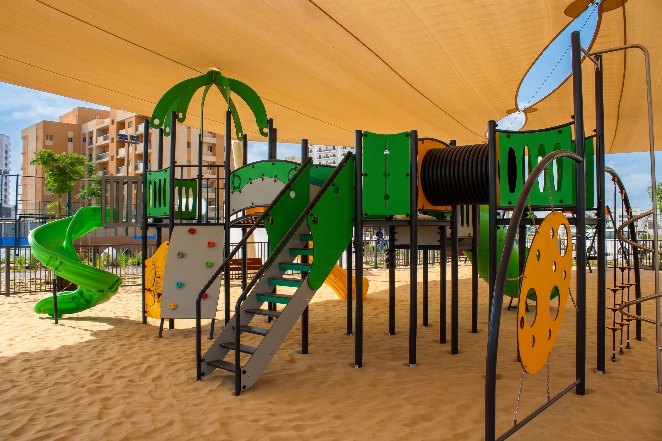 Play equipment at Dubai Land Residence Complex, Dubai