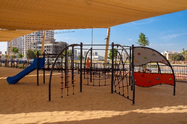 Play equipment at Dubai Land Residence Complex, Dubai