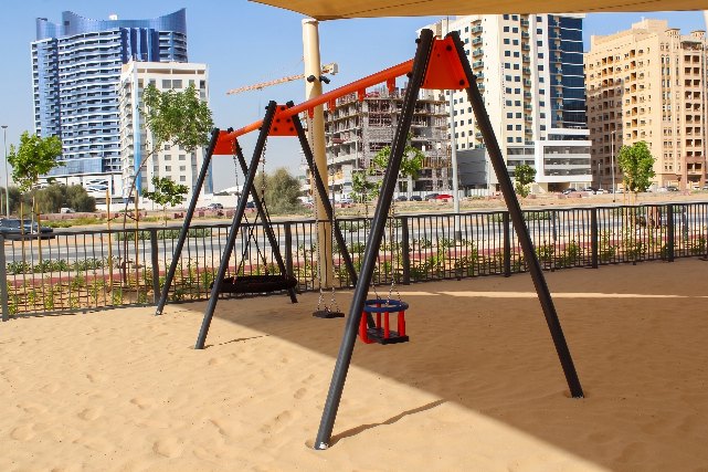 Play equipment at Dubai Land Residence Complex, Dubai